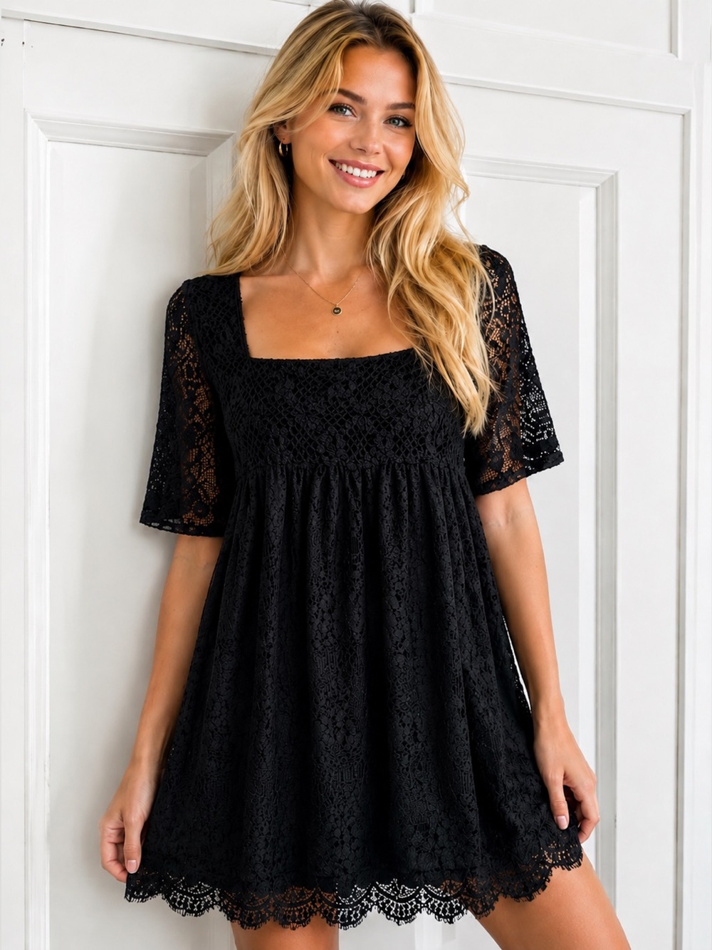 Black Lace Dress Boho Chic Cottagecore Romantic Goth Solitaire Small Shift